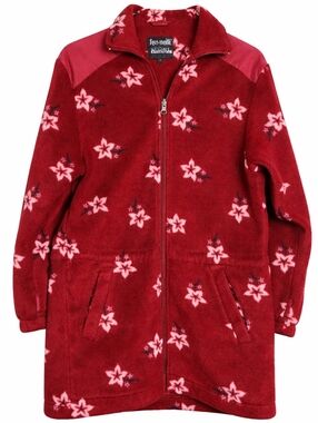 ​Fen-nelli Sport Vintage Floral Burgundy Pink Fleece Full Zip Jacket Winter